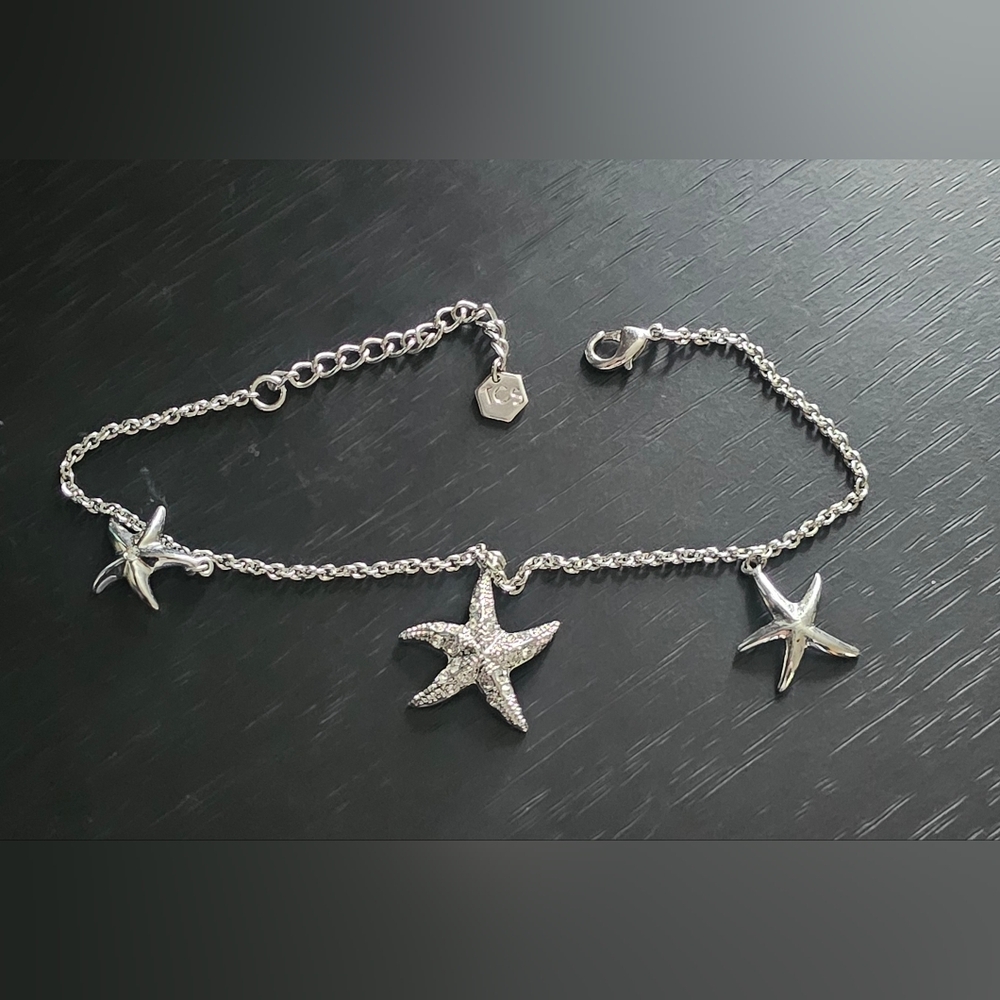 Silver Starfish Charm Ankle Bracelet
